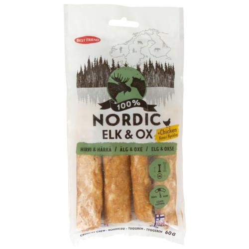 BEST FRIEND NORDIC HIRVI & HÄRKÄ + KANA -ROUHELUU 4 KPL 60 G